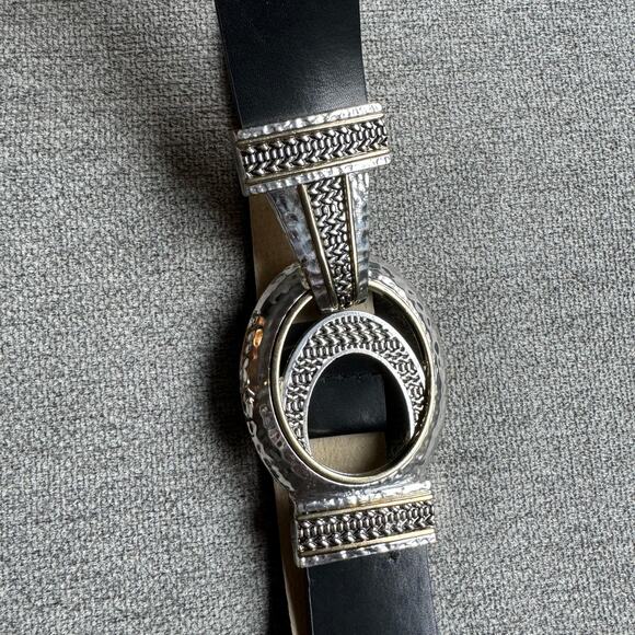 Chico\'s Interlock Double Circle Belt Black Hammered Metal Women\'s M/L main image 5